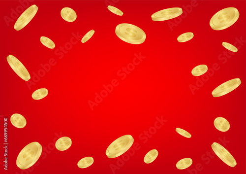 Golden Coins Falling or Flying. Golden Coin Background. Rich and Wealth Concept. Vector Illustration. 