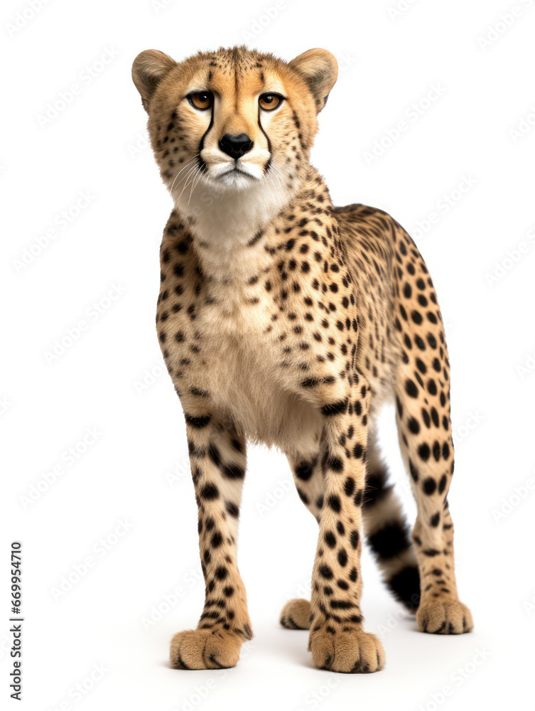 Cheetah Studio Shot Isolated on Clear White Background, Generative AI Cheetah Studio Shot Isolated on Clear White Background, Generative AI