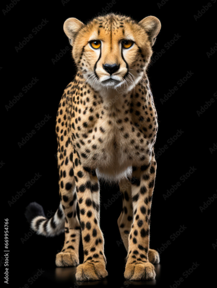 Cheetah Studio Shot Isolated on Clear Black Background, Generative AI Cheetah Studio Shot Isolated on Clear Black Background, Generative AI