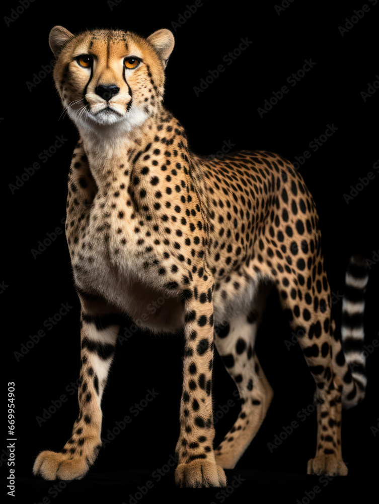 Cheetah Studio Shot Isolated on Clear Black Background, Generative AI Cheetah Studio Shot Isolated on Clear Black Background, Generative AI