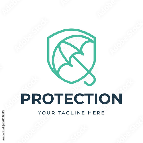 umbrella shield logo design simple vector isolated on white background