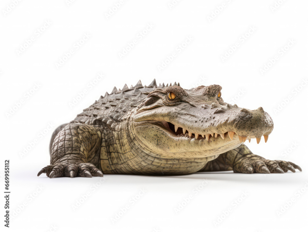 Obraz premium Crocodile Studio Shot Isolated on Clear Black Background, Generative AI