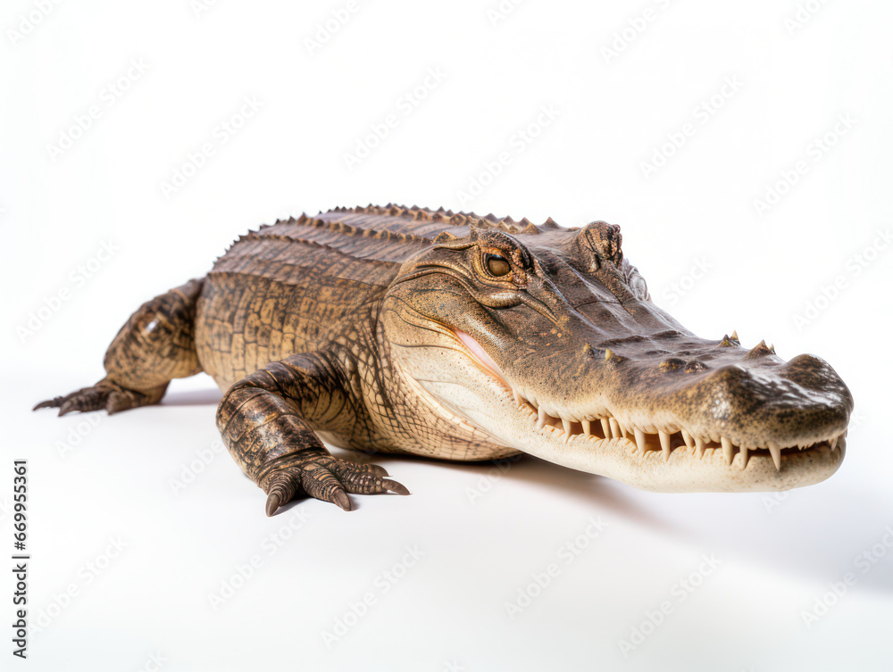 Fototapeta premium Crocodile Studio Shot Isolated on Clear Black Background, Generative AI