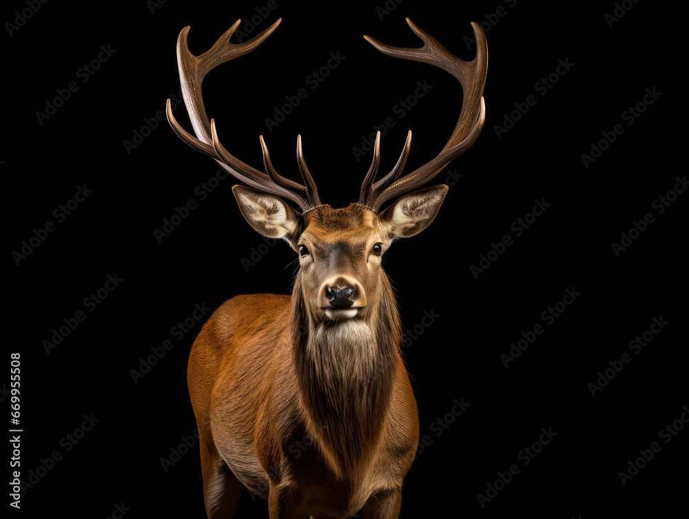 Deer Studio Shot Isolated on Clear Black Background, Generative AI Deer Studio Shot Isolated on Clear Black Background, Generative AI