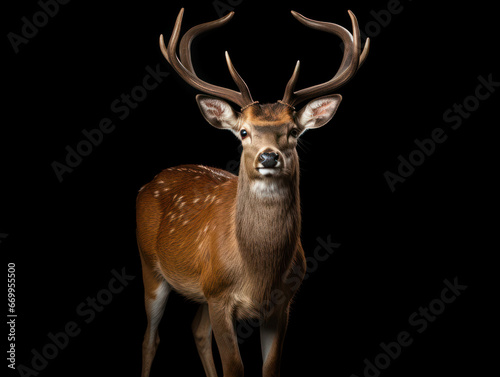 Deer Studio Shot Isolated on Clear Black Background  Generative AI