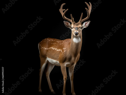 Deer Studio Shot Isolated on Clear Black Background  Generative AI