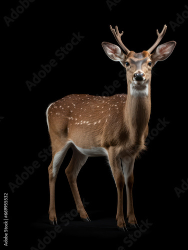 Deer Studio Shot Isolated on Clear Black Background  Generative AI