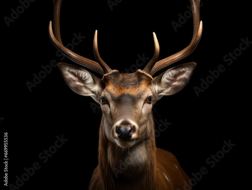 Deer Studio Shot Isolated on Clear Black Background  Generative AI
