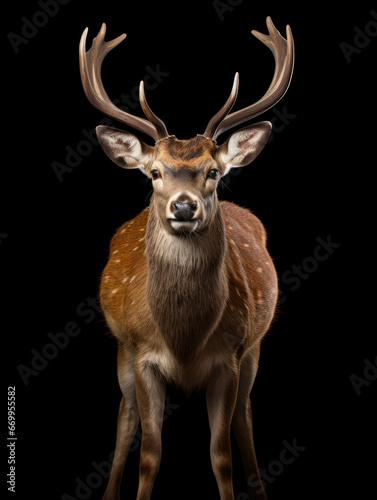 Deer Studio Shot Isolated on Clear Black Background, Generative AI © Vig