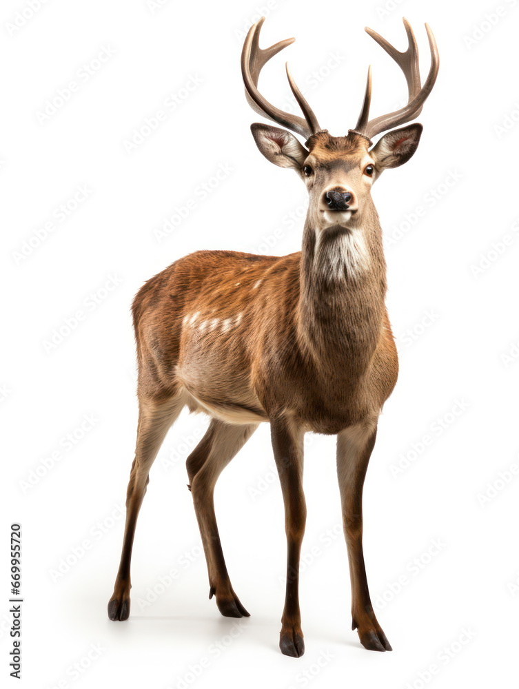 Deer Studio Shot Isolated on Clear White Background, Generative AI Deer Studio Shot Isolated on Clear White Background, Generative AI