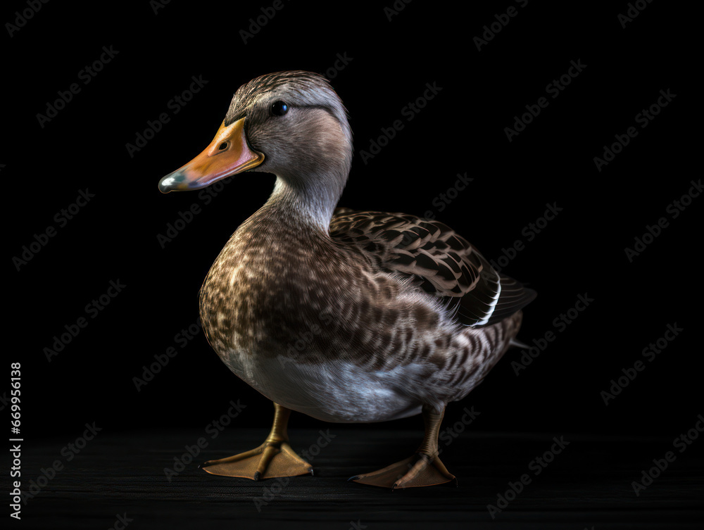 Duck Studio Shot Isolated on Clear Black Background, Generative AI Duck Studio Shot Isolated on Clear Black Background, Generative AI