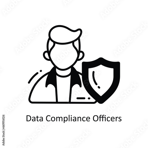Data Compliance Officers doodle Icon Design illustration. Networking Symbol on White background EPS 10 File