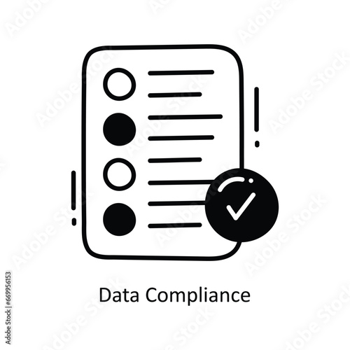 Data Compliance doodle Icon Design illustration. Networking Symbol on White background EPS 10 File