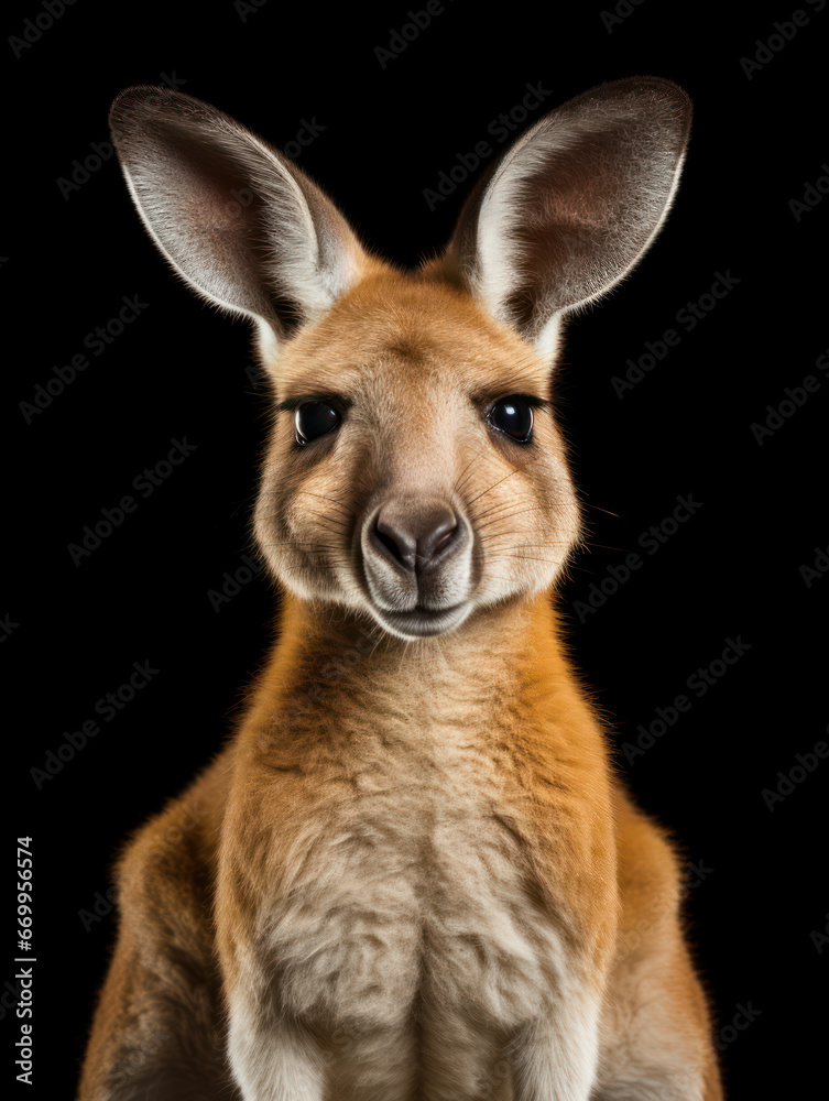 Kangaroo Studio Shot Isolated on Clear Black Background, Generative AI