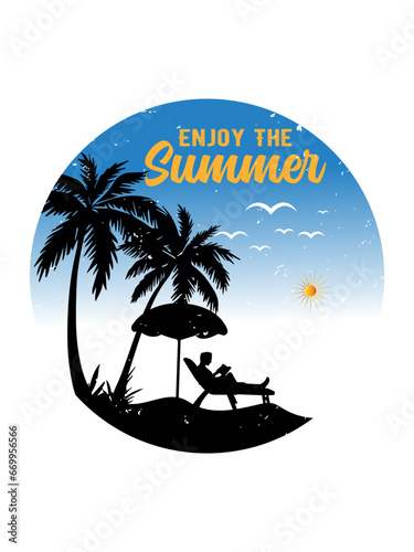 Outdoor summer adventure t-shirt design vector photo