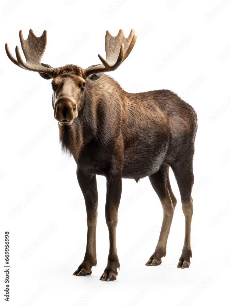 Moose Studio Shot Isolated on Clear White Background, Generative AI