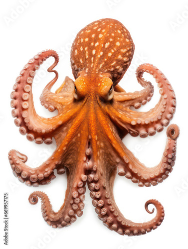 Octopus Studio Shot Isolated on Clear White Background, Generative AI