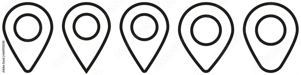 Location pin icon. Map pin place marker. Location icon. Map marker pointer icon set. GPS location symbol collection. Location pin icon. Map pin place marker. Location icon. Map marker pointer icon set. GPS location symbol collection.