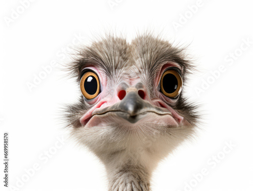 Ostrich Studio Shot Isolated on Clear White Background, Generative AI