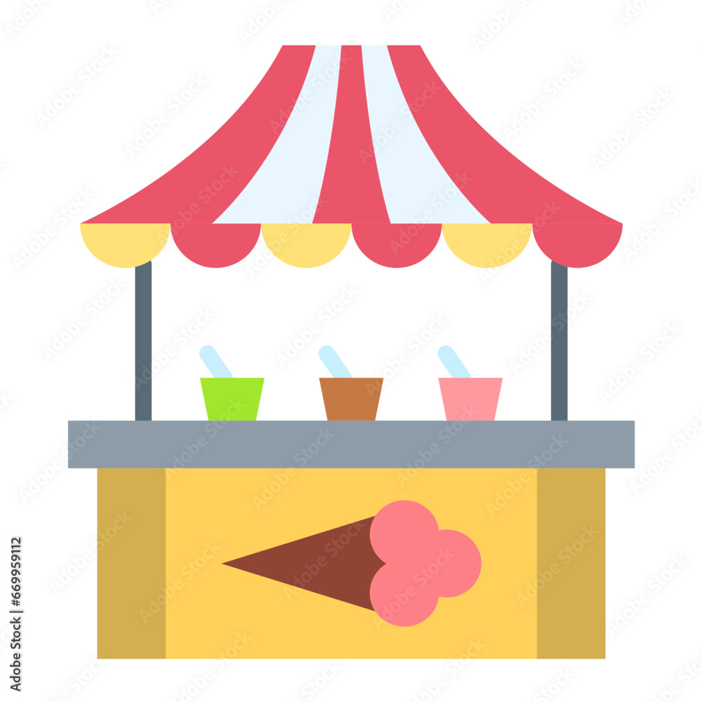 Vector Design Ice Cream Stall Icon Style