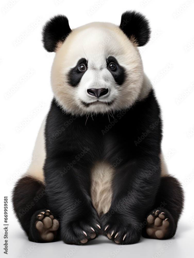 Panda Studio Shot Isolated on Clear White Background, Generative AI