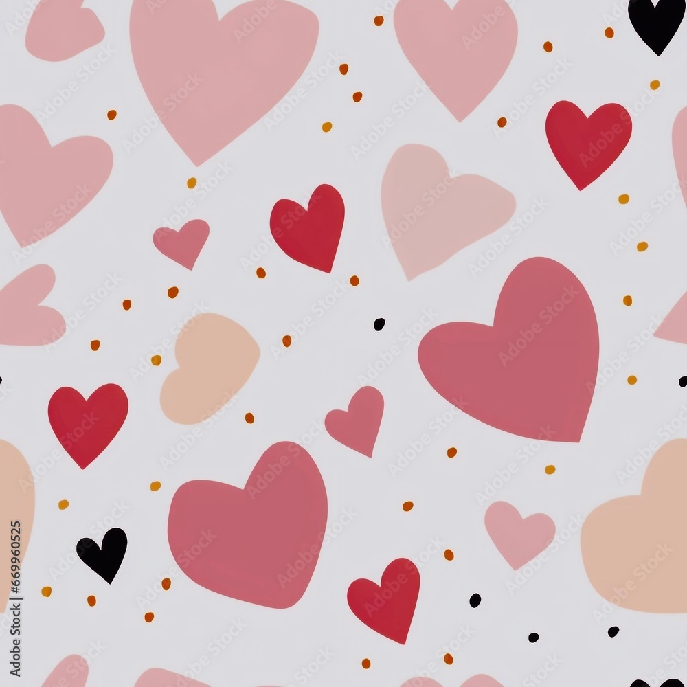 seamless pattern with hearts, generative AI 