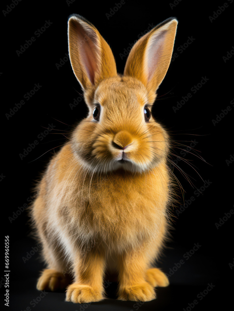 Fototapeta premium Rabbit Studio Shot Isolated on Clear Black Background, Generative AI