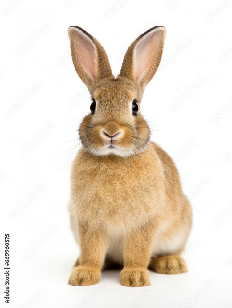 Rabbit Studio Shot Isolated on Clear White Background, Generative AI