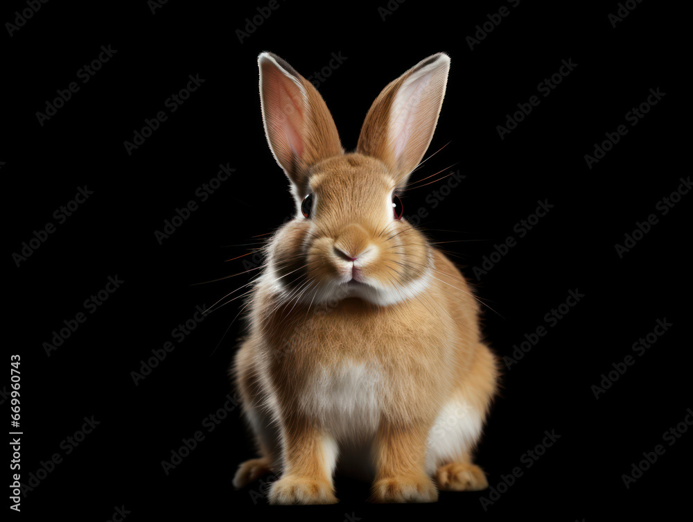 Obraz premium Rabbit Studio Shot Isolated on Clear Black Background, Generative AI