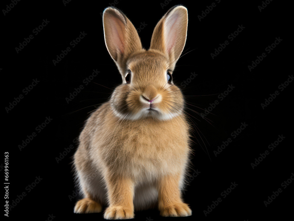 Fototapeta premium Rabbit Studio Shot Isolated on Clear Black Background, Generative AI