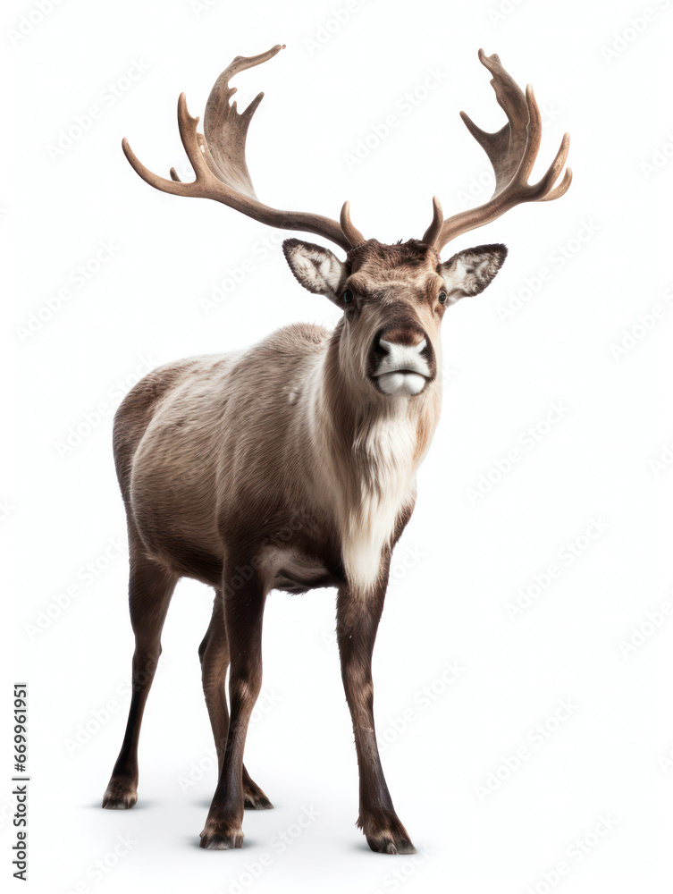 Reindeer Studio Shot Isolated on Clear White Background, Generative AI