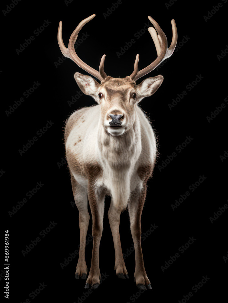 Reindeer Studio Shot Isolated on Clear Black Background, Generative AI Reindeer Studio Shot Isolated on Clear Black Background, Generative AI