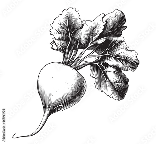 Radish vegetable sketch hand drawn in doodle style illustration