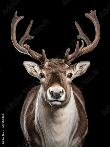 Reindeer Studio Shot Isolated on Clear Black Background, Generative AI © Vig