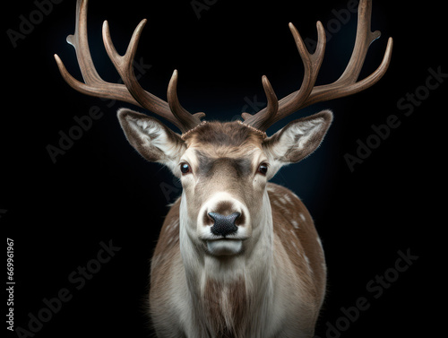 Reindeer Studio Shot Isolated on Clear Black Background  Generative AI