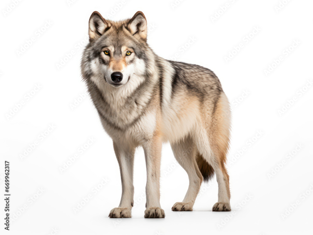 Fototapeta premium Wolf Studio Shot Isolated on Clear White Background, Generative AI
