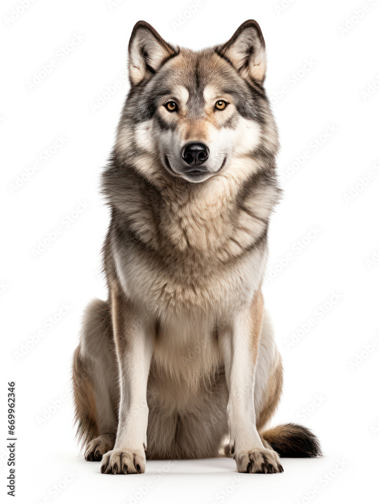 Wolf Studio Shot Isolated on Clear White Background, Generative AI