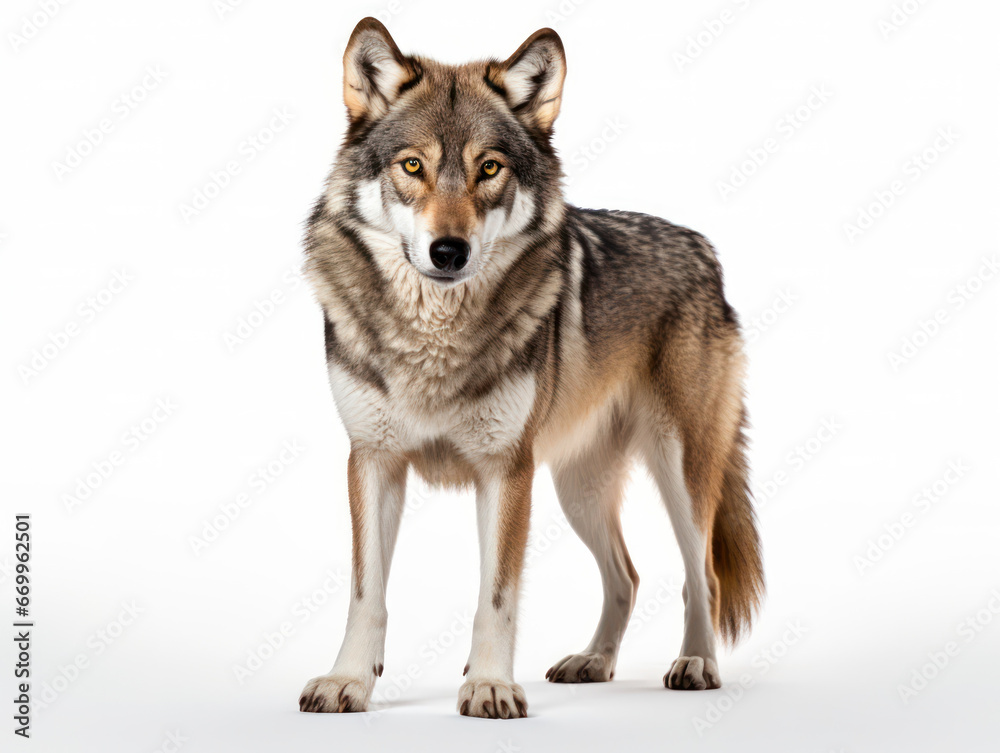 Wolf Studio Shot Isolated on Clear White Background, Generative AI Wolf Studio Shot Isolated on Clear White Background, Generative AI