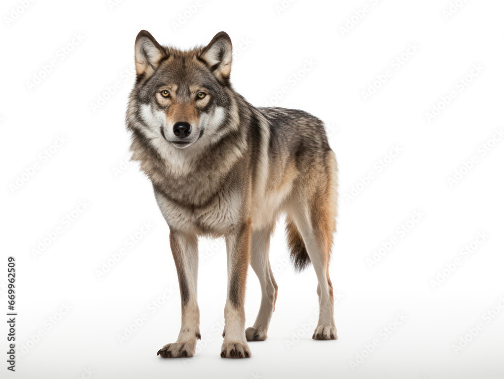 Obraz premium Wolf Studio Shot Isolated on Clear White Background, Generative AI