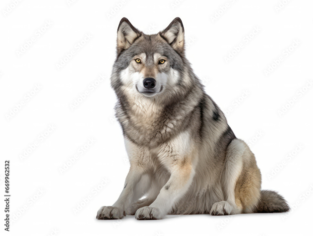 Wolf Studio Shot Isolated on Clear White Background, Generative AI