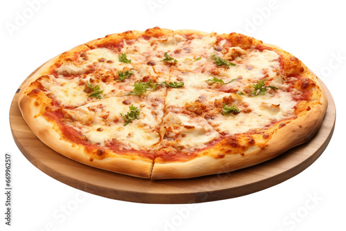 Wood-Fired Pizza Fresh from the Oven with Bubbling Cheese on transparent background.