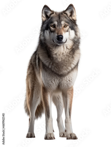 Wolf Studio Shot Isolated on Clear White Background, Generative AI