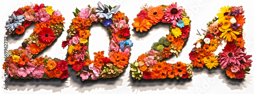 2024 text made of flowers