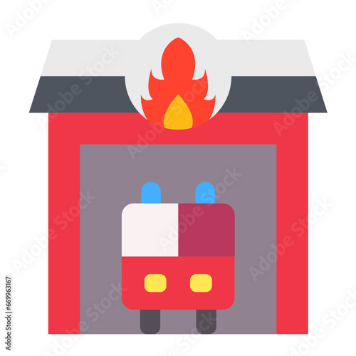 Firefighter Garage Icon Style