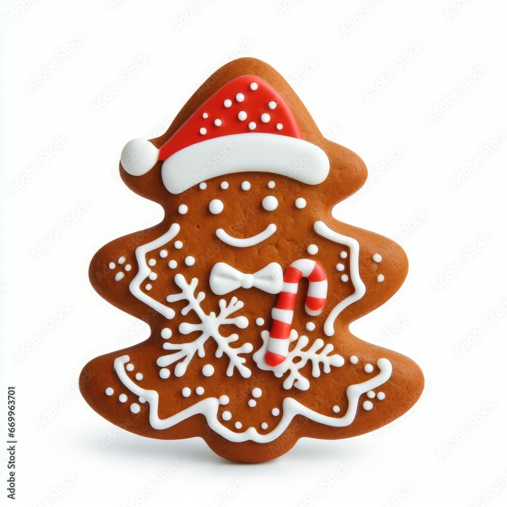 christmas gingerbread cookies and gingerbread isolated white christmas decoration background