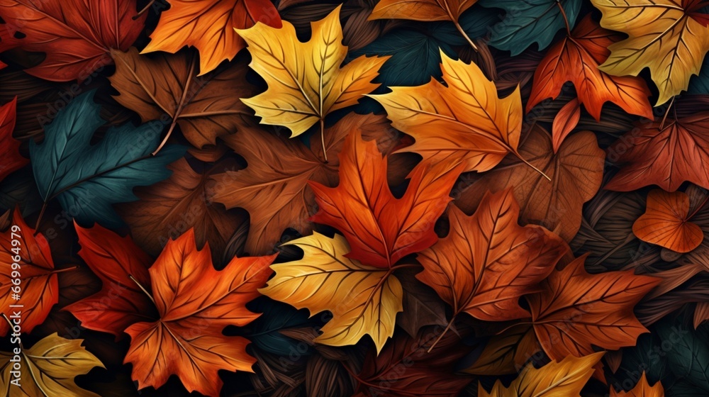 autumn leaves background generated by AI