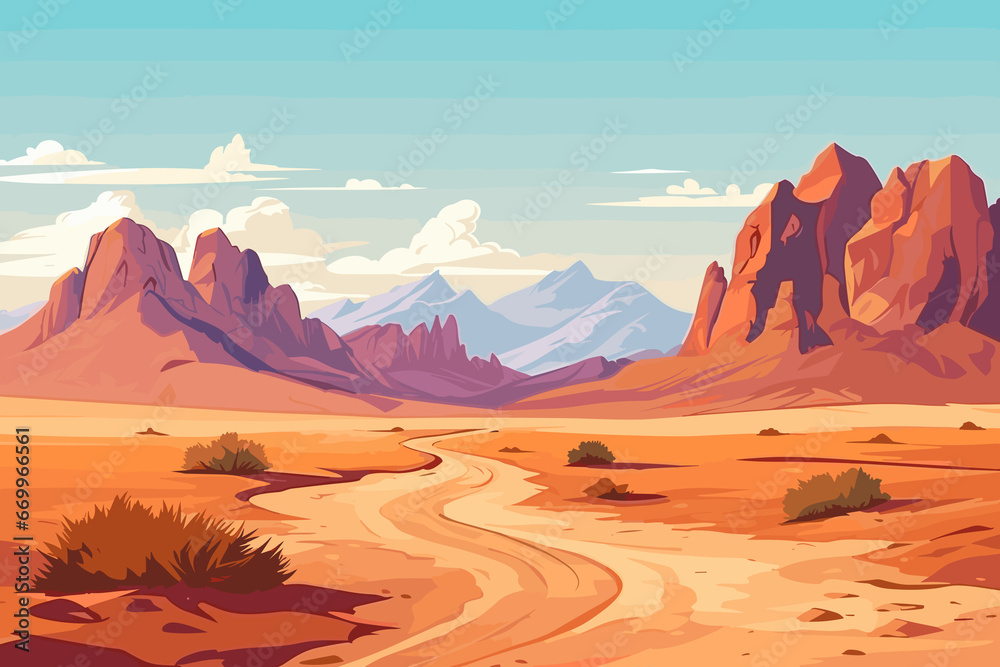 Naklejka premium Tajikistan flat art landscape illustration