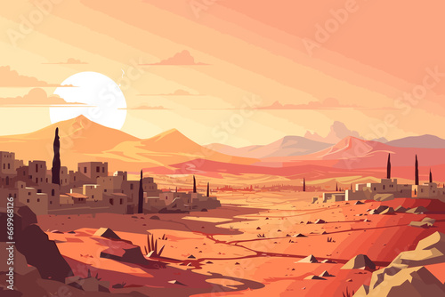 Syria flat art landscape illustration