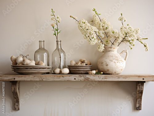 Weathered Wood Floating Shelf with Distressed Frames