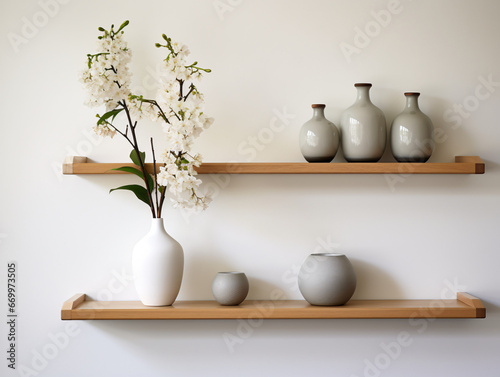 Wooden Floating Shelf with Plastic Frames and Rubber